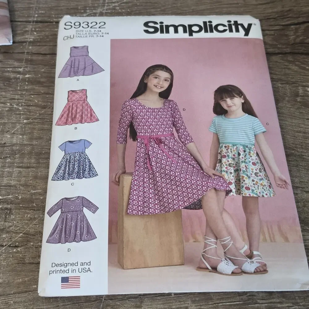Lot of 7 Cut Sewing Patterns Simplicity Youth Girls Dresses